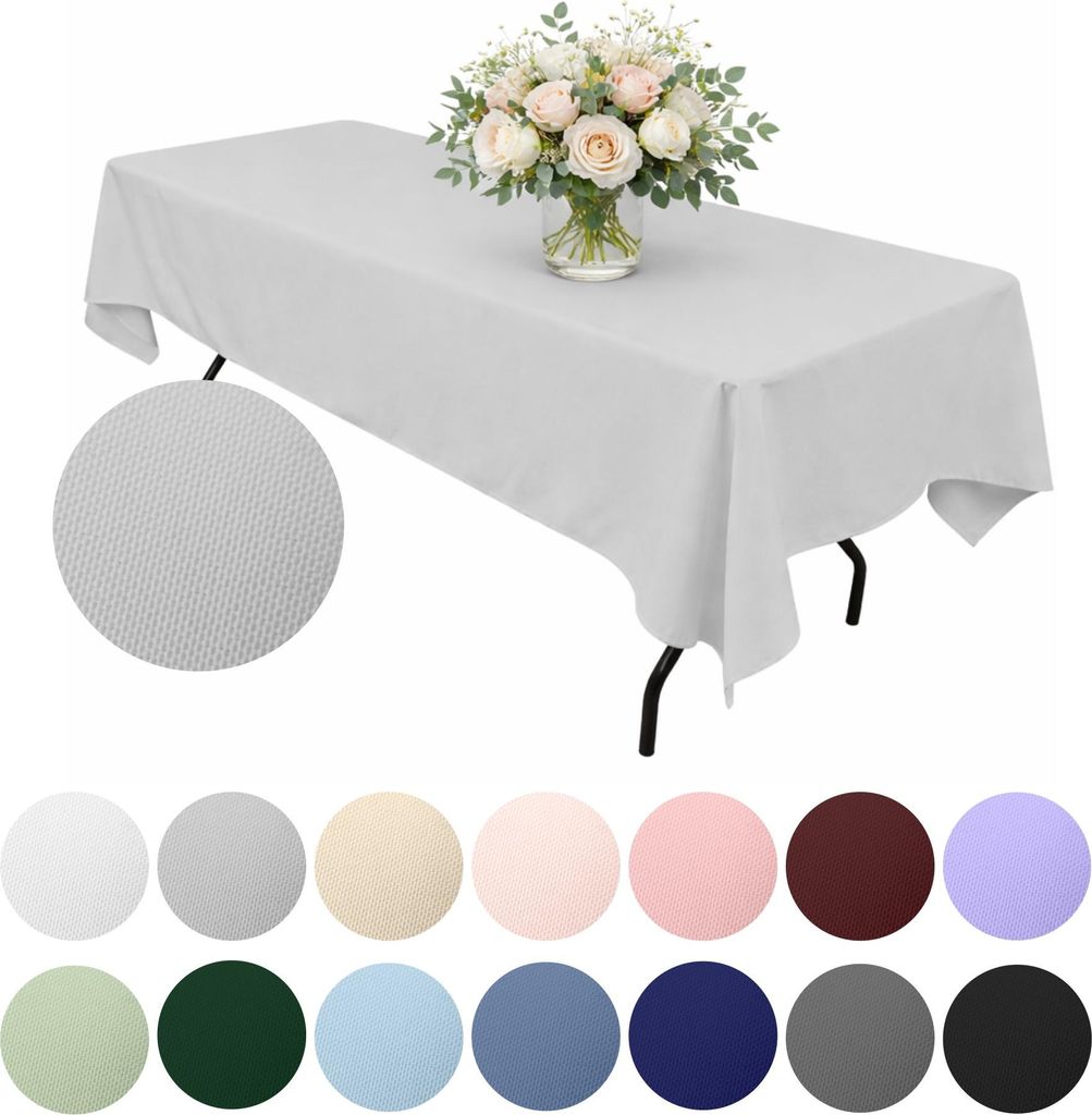 MEBLE ODNOWA, Tischdecke, Glatt Tischdecke, Rechteckig, Hellgrau, 140×240 cm, Matt, Tischschutz, Elegant, Formstabil, Elastisch, Strapazierfähig,...