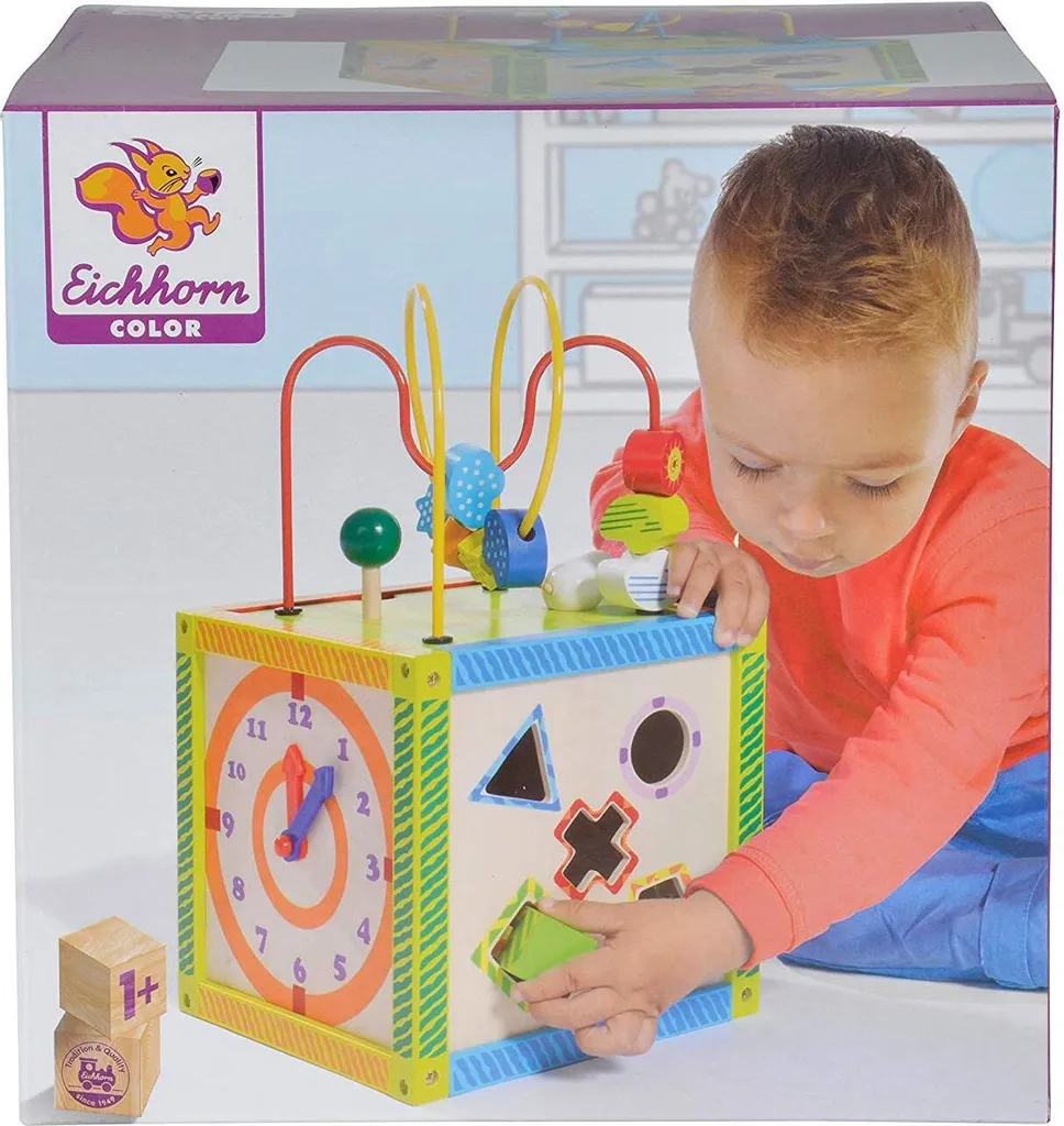 Cube d'Éveil Multi-activités en Bois Eichhorn Color pour Bébé dès 1 An - 7