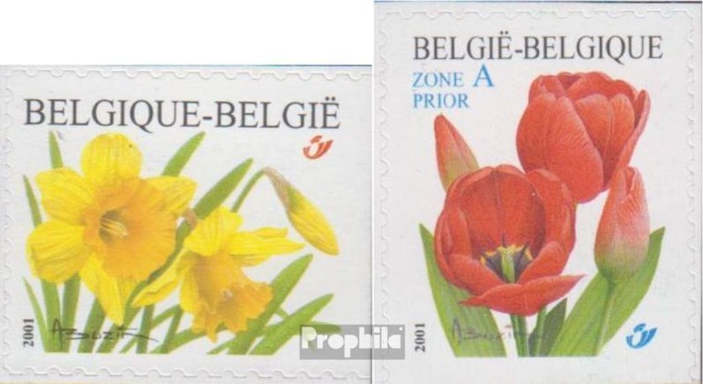 Briefmarken Belgien 2001 Mi 3095Dr-3096Du (kompl.Ausg.) gestempelt Blumen
