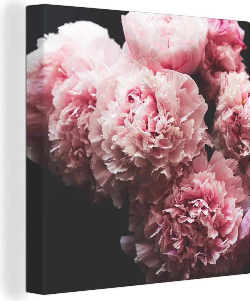 MuchoWow - Leinwandbilder - Blumenstrauß aus rosa Pfingstrosen, Wandbild, Wanddeko Bilder Wohnzimmer, 50x50 cm