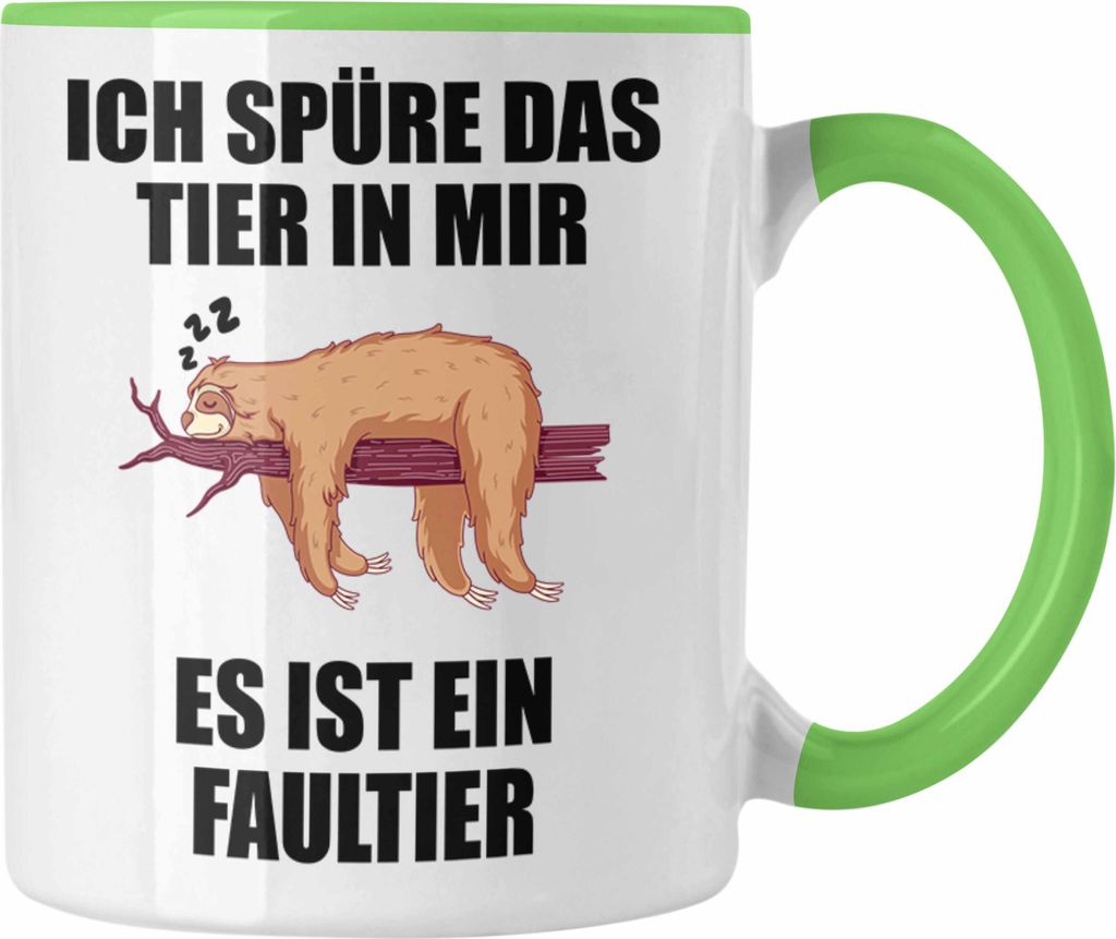 Trendation - Lustige Tasse mit Spruch Mitarbeiter Faultier Geschenk Arbeitskollege Männer Frauen (Grün)