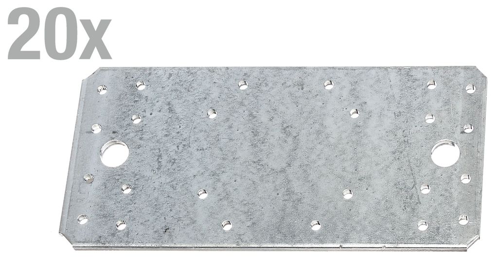 Alberts 20x Flachverbinder 190x90x3 mm verzinkt stabiler Flachanker Metallverbinder für Holzbau