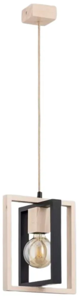Lustre suspension bois clair et noir LUSI 100cm pour salon et cuisine