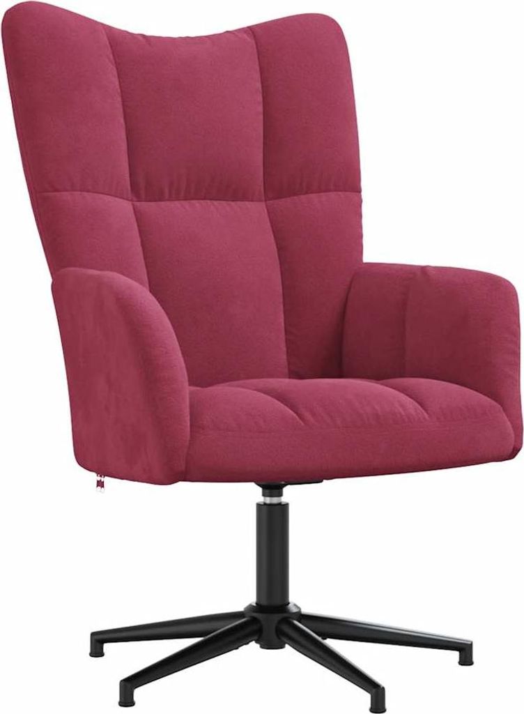 Relaxsessel Weinrot Samt 360° drehbar Stepp-Design 62x68x91 cm (B x T x H)