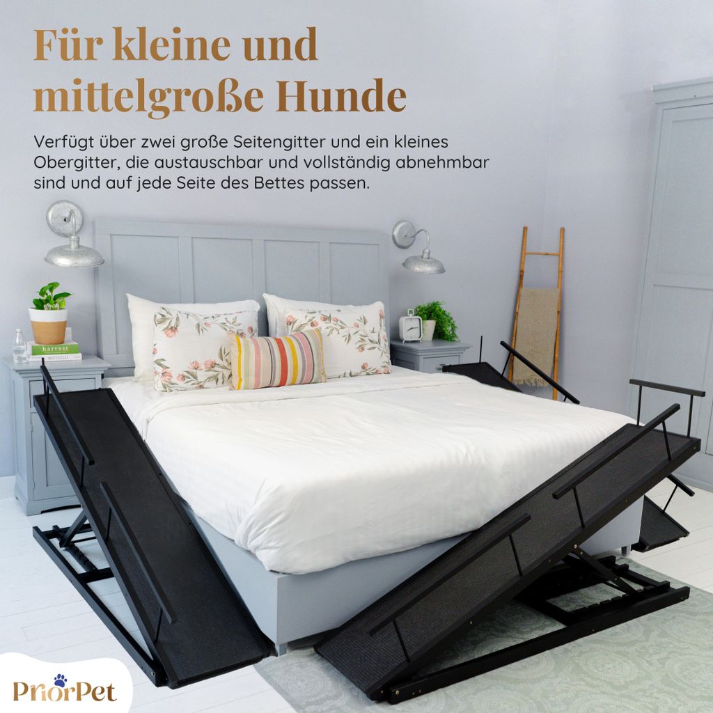 Hunderampe Bett PRIORPET Birkenholz Schwarz