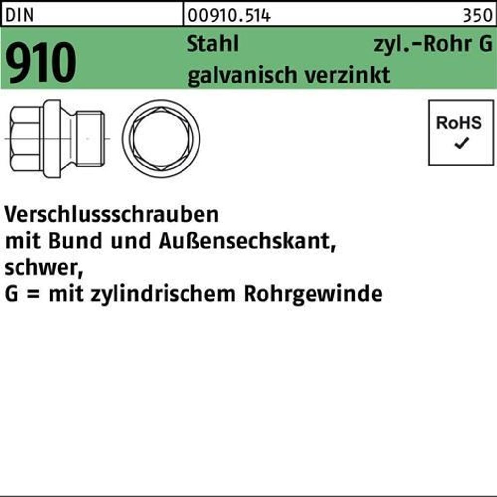 Reyher 910 Verschluss-Schraube G 1/2" verzinkt (50 Stück)
