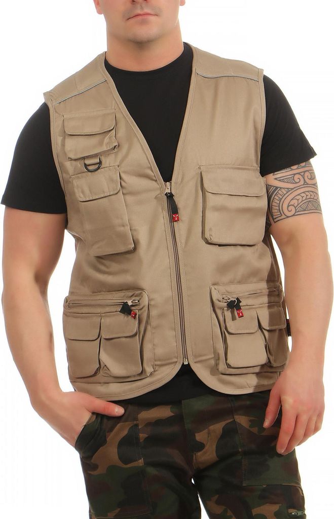 Mivaro Herren Sommer Outdoor Weste - Arbeitsweste mit Reißverschluss, viele Taschen, Drytech Futter, atmungsaktiv und leicht, Regular Fit, Größe...