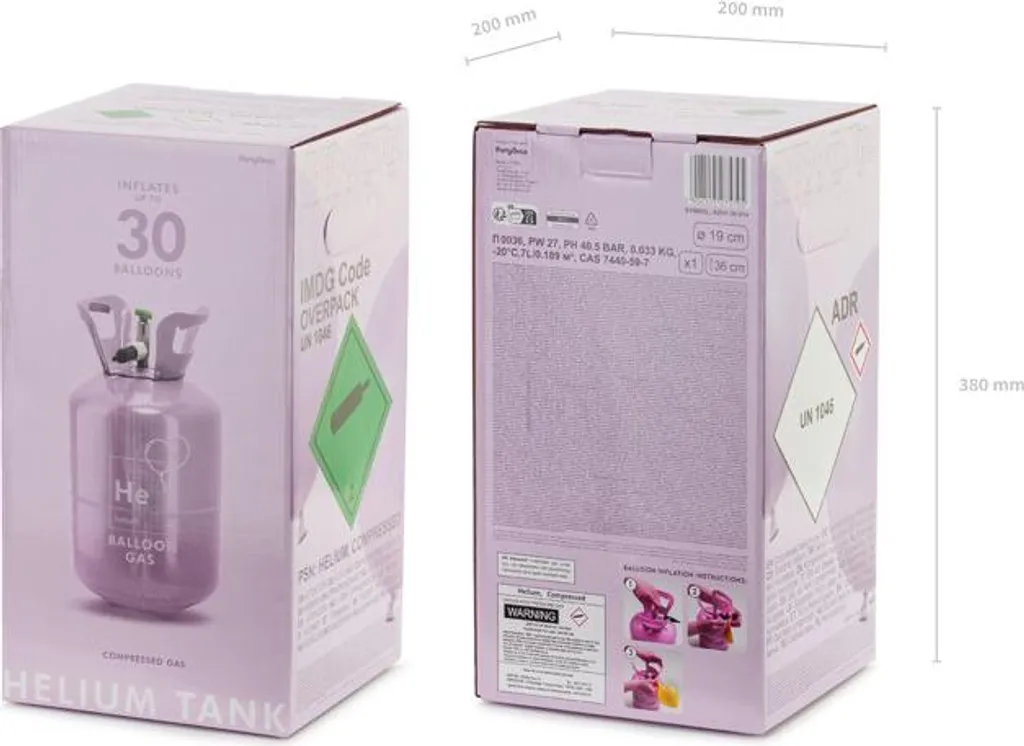 Réservoir hélium 30 ballons violet 75795 avec buse de gonflage pratique - 4