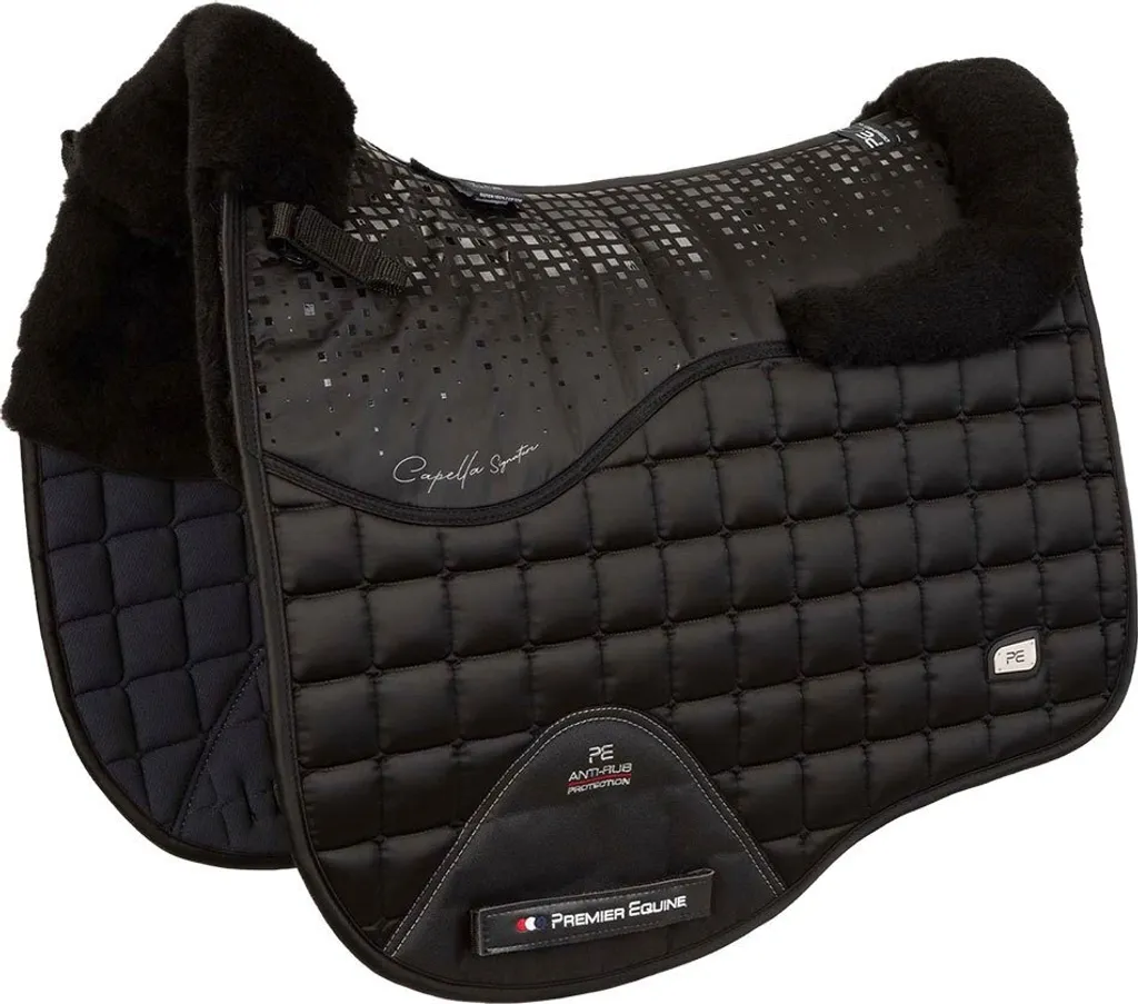 Tapis de Dressage Noir en Laine de Mérinos pour Cheval Taille Full