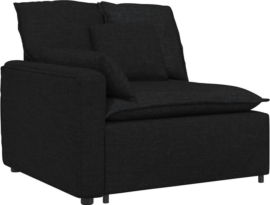 vidaXL Modulares Sofa Endmodul mit Armlehne Kissen Schwarz 100 cm