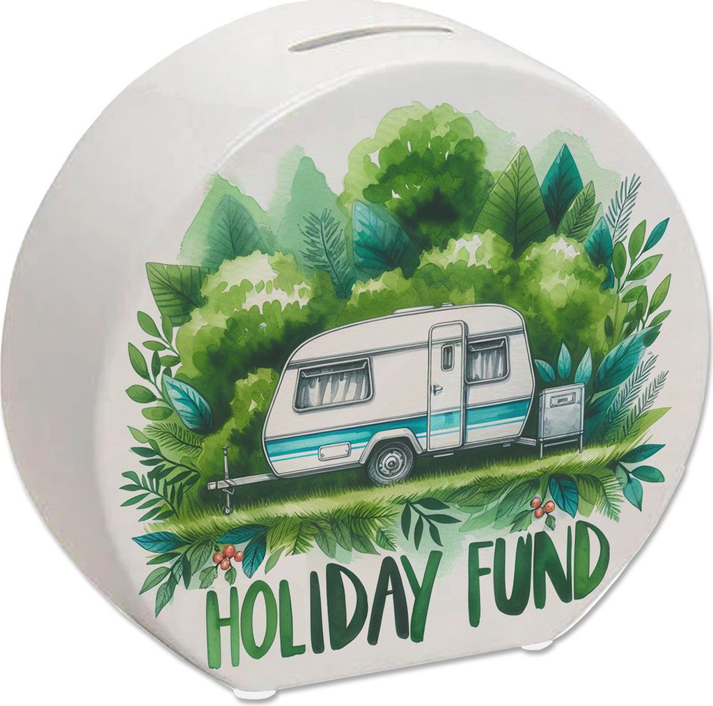 Campingurlaub Urlaubskasse Spardose mit Spruch Holiday Fund