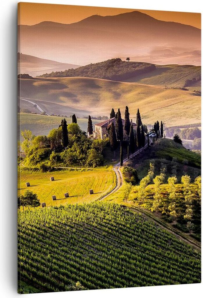 Bild auf Leinwand - Leinwandbild - Einteilig - Landwirtschaft Bauernhof Toskana Weinberg - 50x70cm - Wand Bild - Wandbilder - Leinwanddruck - Wandd...