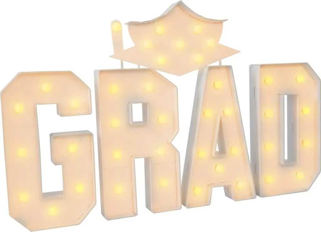 Déco Graduation Maternelle et Lycée : Lettres GRAD Lumineuses en Mousse PVC