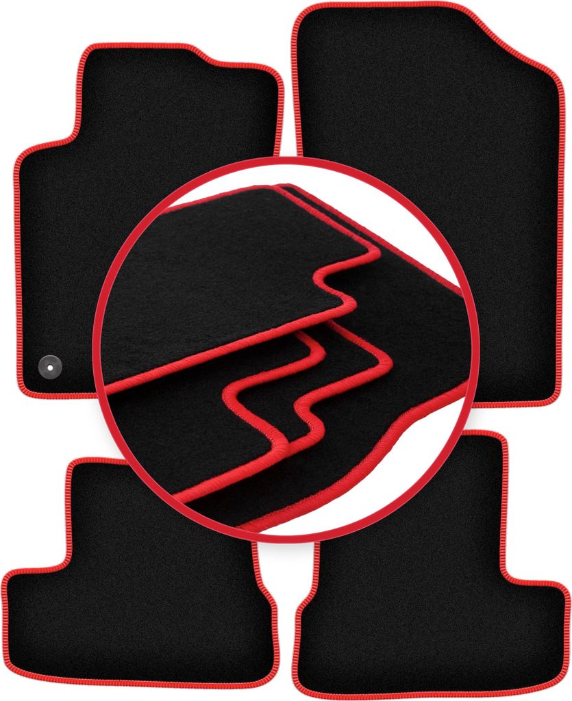 Tappetini in velluto Nero/Rosso per Peugeot 207CC 2006-2012 Immagine del prodotto 