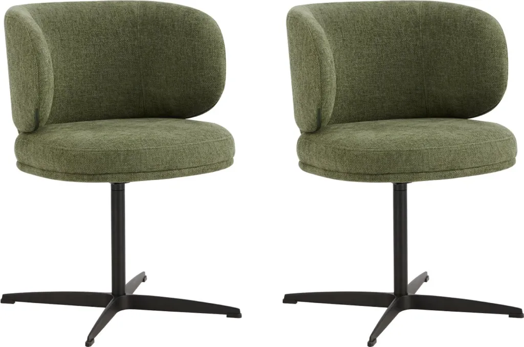 Lot de 2 chaises de salle à manger pivotantes en velours vert forêt