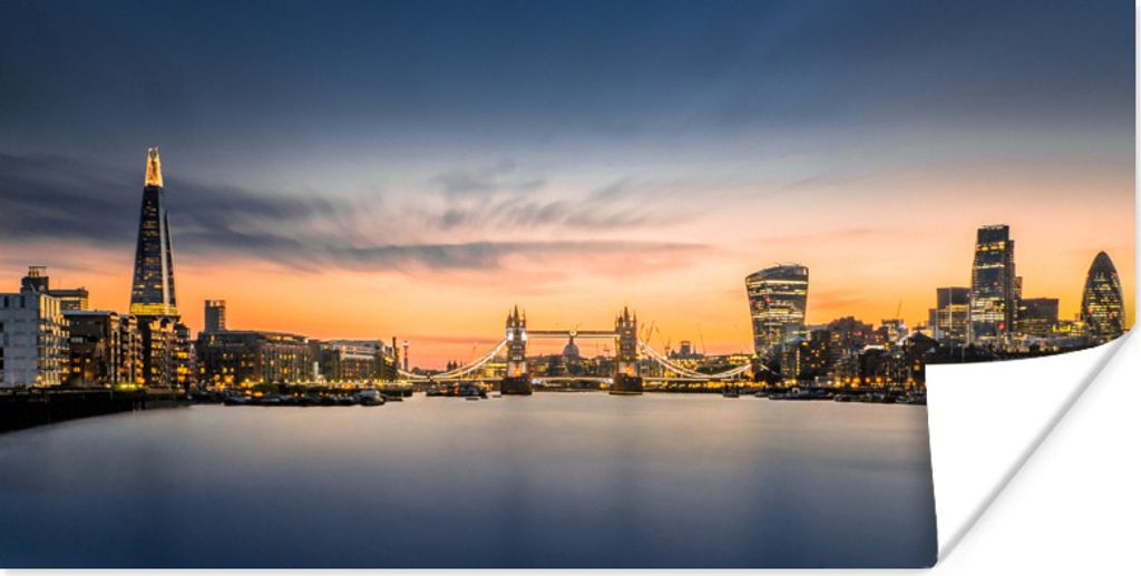 MuchoWow Poster Skyline - Sonne - London 40x20 cm - Poster für die Wand - Poster Schlafzimmer