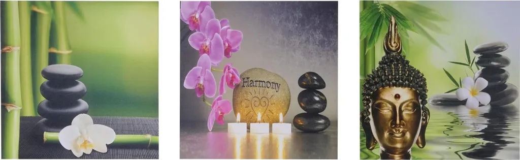 Quadro Buddha Zen 150x50 - Trittico su Tela per Yoga e Relax