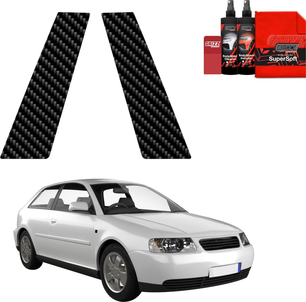 2in1 Kohlenstoff Schutzfolie Grizz Protector für B-Säule - Audi A3 8L Hatchback 3D (1996-2003)