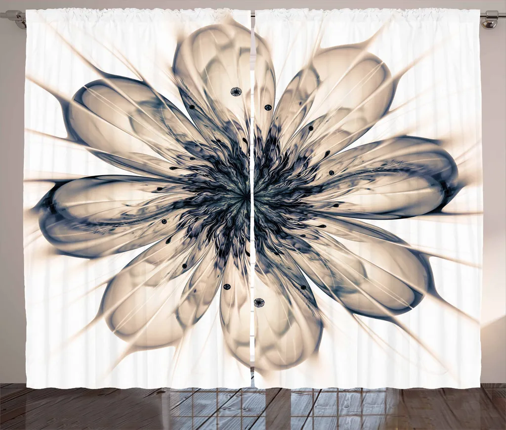 Tenda Abakuhaus 280x175 Fiori Frattali Cacao e Nero | Arredo Soggiorno