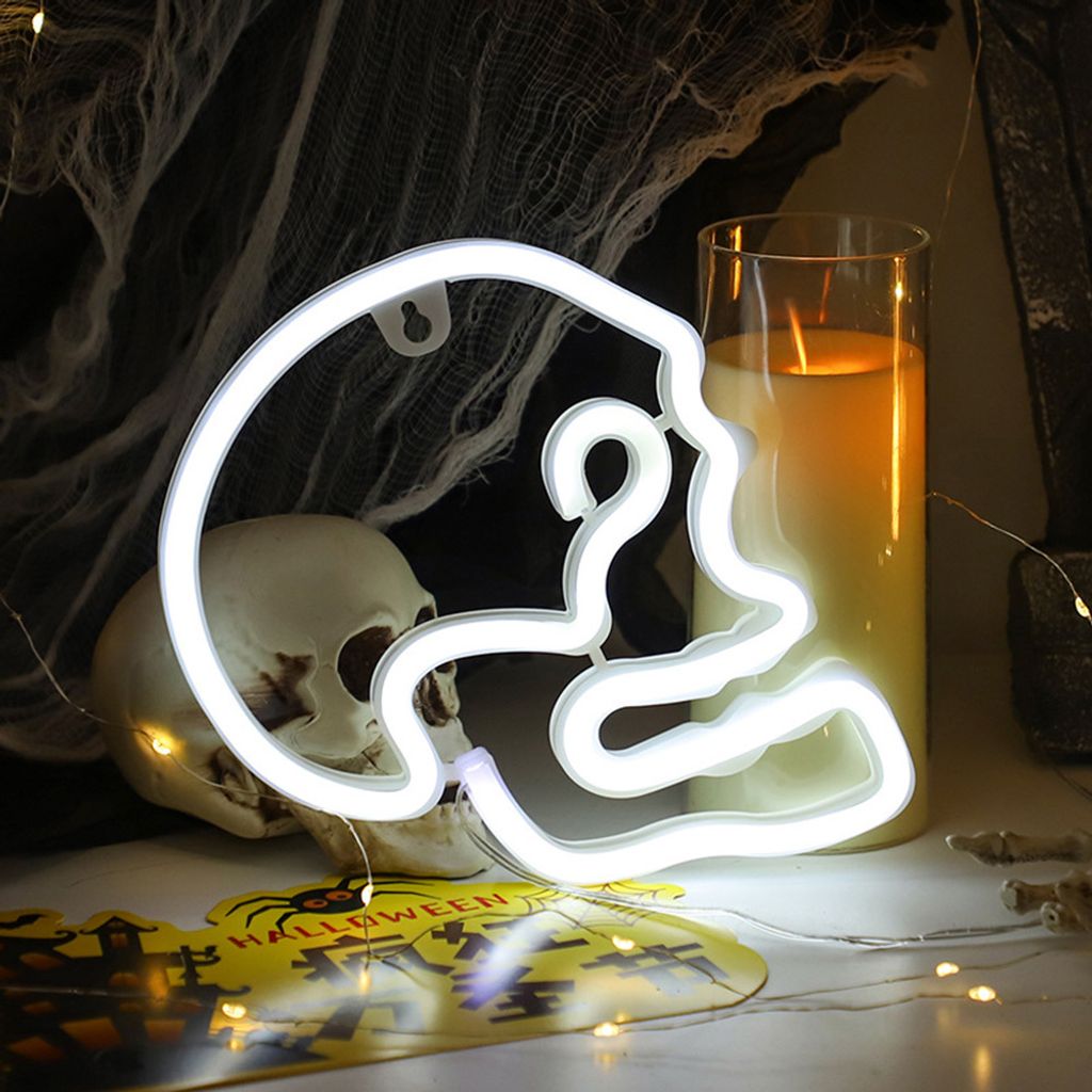 Lebka Deco Led Neon nástěnná dekorace, lebka noční světlo Obrázek produktu 
