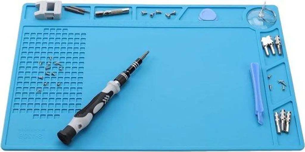 Support de travail isolant et tapis de soudure en silicone souple bleu