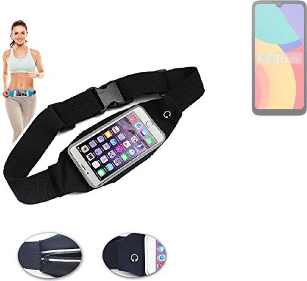 K-S-Trade Jogging-Armband kompatibel mit Alcatel L1 (2021) Gürteltasche Umhängetasche Bauchtasche schwarz Sport Running Jogging Fitness Laufen
