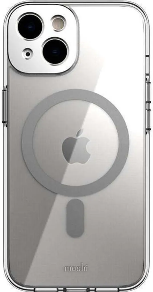 Coque iPhone 14 / 15 Plus MagSafe Moshi Argent : Protection sans Rayure