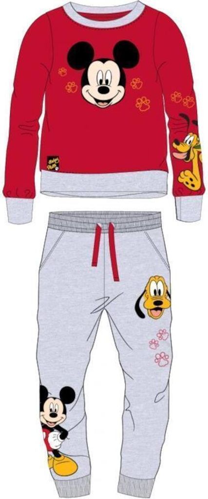 Mickey Mouse Trainingsanzug für Jungen | "Mickey auf Plutos Spuren" | Grau-Rot | 110