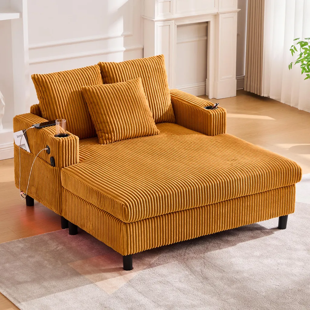 Fauteuil de repos en velours avec coussin pour lecture et cinéma
