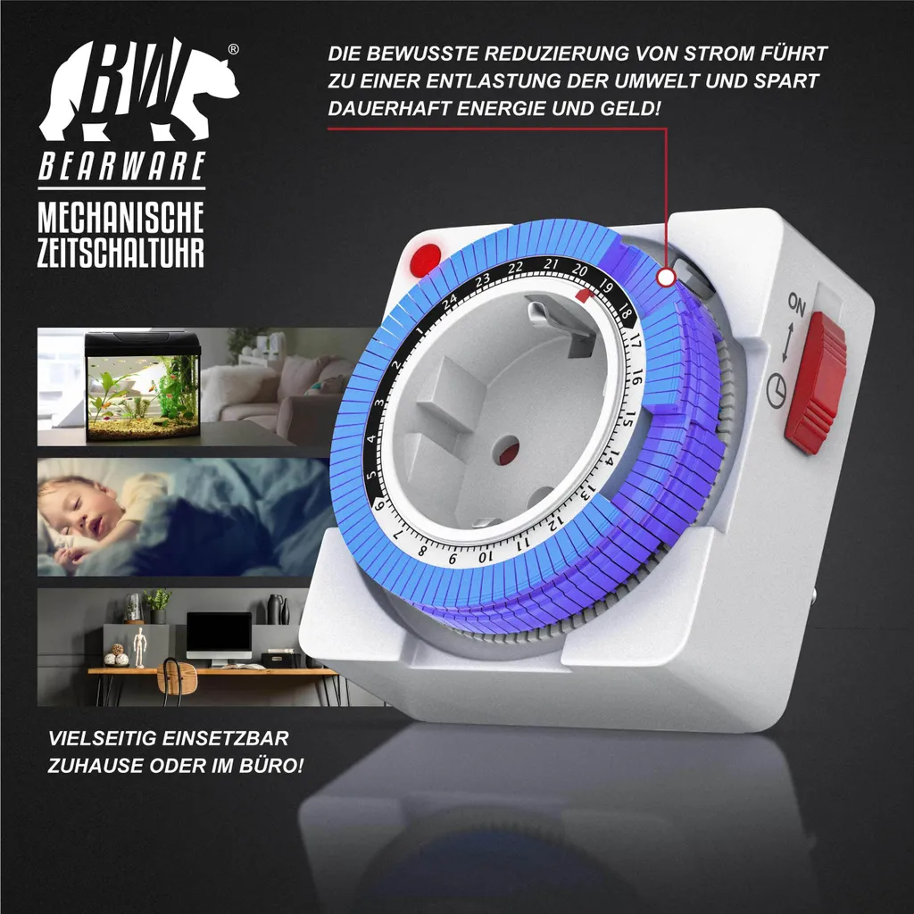 Programmateur Journalier Mécanique Pack de 4 Prises Bearware 3680W 16A