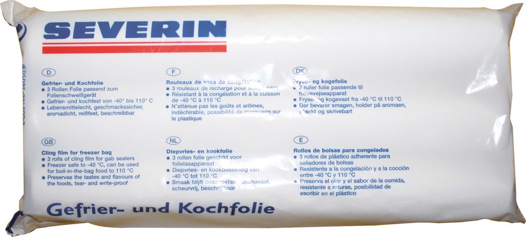Packaging for Severin cling film rolls.