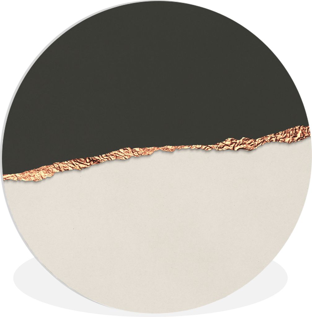 MuchoWow Rundes Wandbild - Runde Bilder Schwarz - Grau - Gold - Luxus Ø 60 cm Kreis Wanddekoration Kunststoff - Wandkreis - Wandschmuck - Wand K...