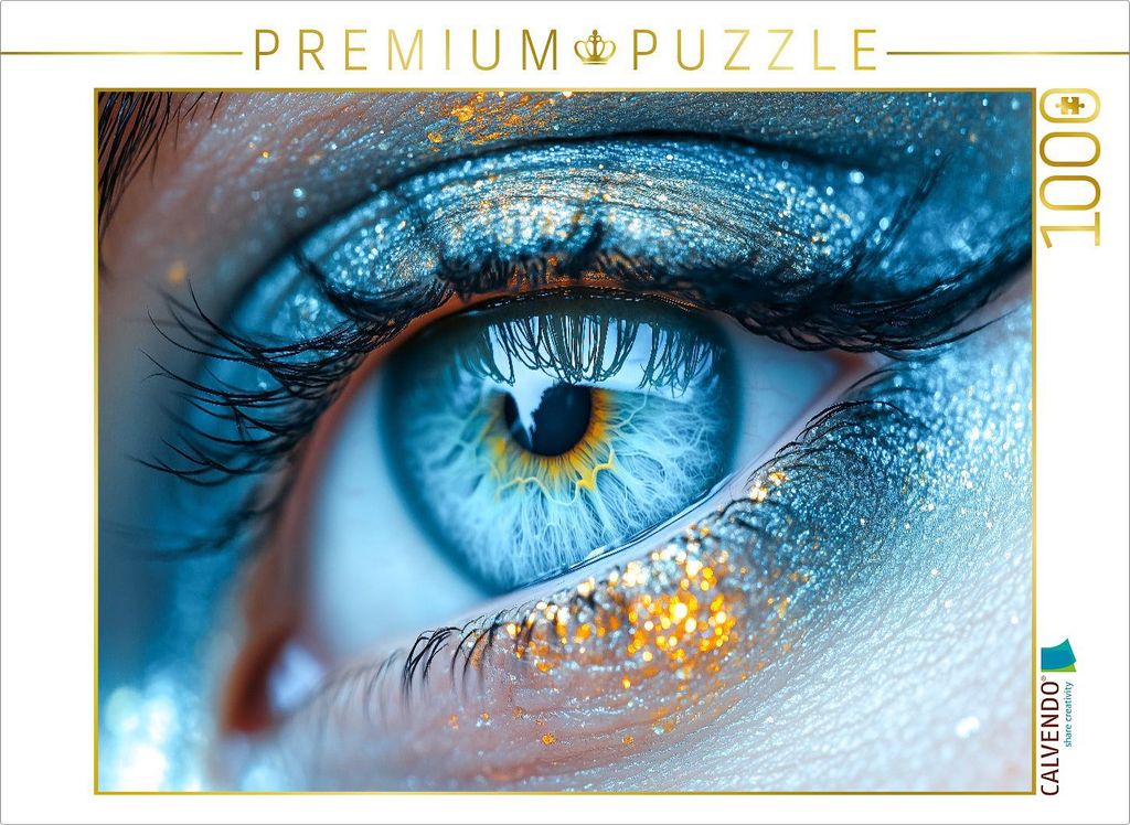 CALVENDO Puzzle Himmelblaue Augen mit glitzernder Iris | 1000 Teile Lege-Größe 64x48cm Foto-Puzzle für glückliche Stunden