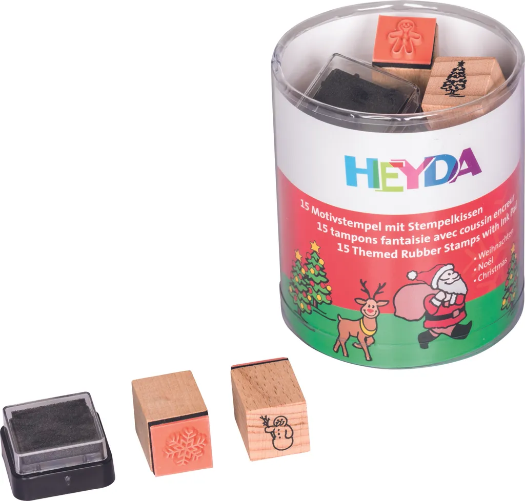 Heyda 204888480 Set de 6 Tampons Noël en Bois pour Décoration Créative