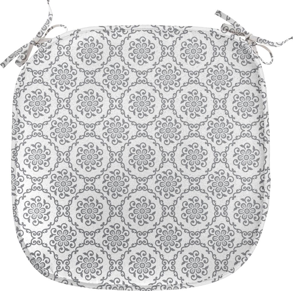 ABAKUHAUS Blumen Polster für Esszimmerstühle, Klassisches Blumenweinl, Dekoratives wasserfestes Kissen mit Riemen für Küchensitze, 40 cm x 40 c...