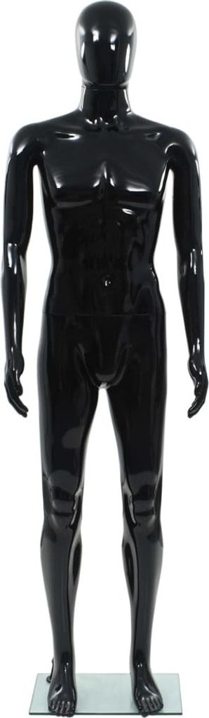 vidaXL Manichino uomo con base in vetro nero 185 cm Immagine del prodotto 