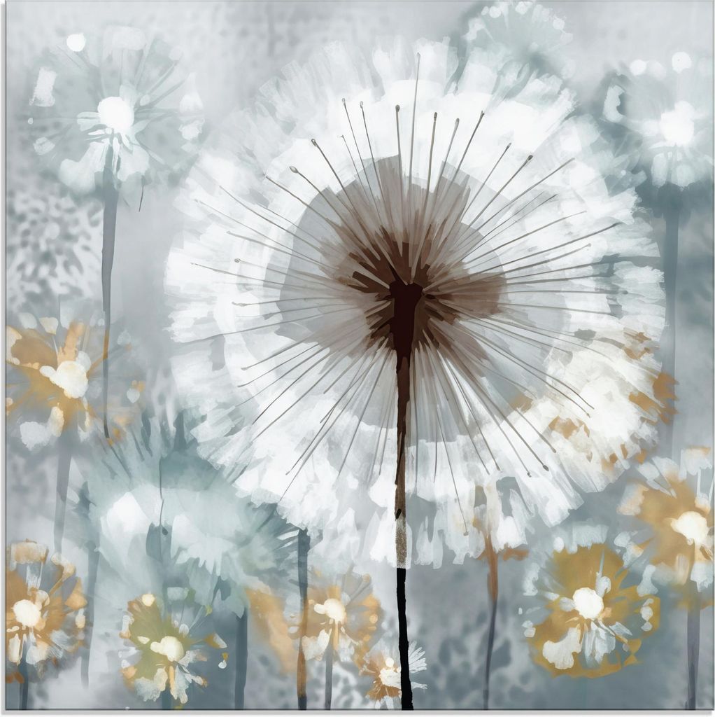 ARTland Glasbild Abstrakte Pusteblumen Wiese 1 Größe: 40x40 cm