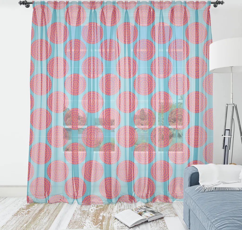 Grande Tapisserie Satinée Motif Fleurs et Géométrie Magenta Foncé