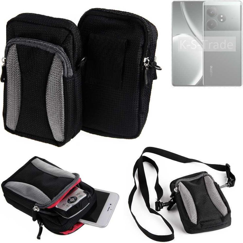 K-S-Trade Holster Schutz Hülle kompatibel mit Realme Gt Neo 6 SE Handy Hülle Gürteltasche Umhängetasche mit Zusatzfach schwarz