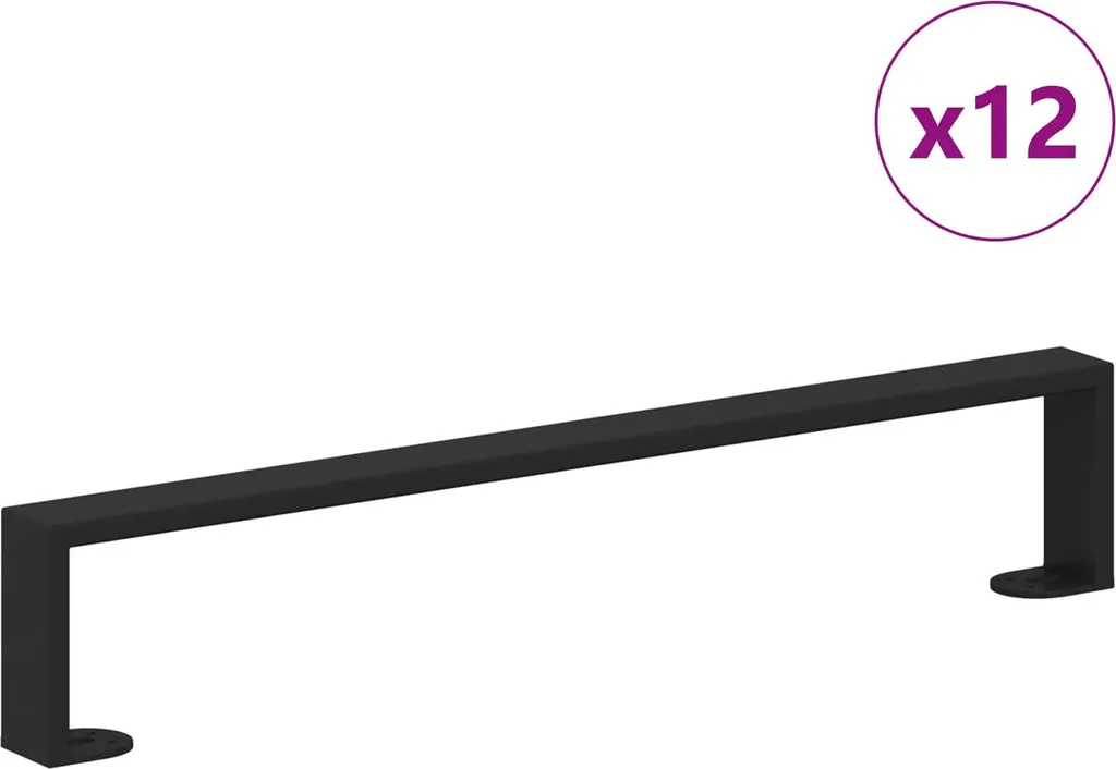 Gambe per Mobili vidaXL 12 pz Ferro Nero 54,6 x 4 x 10 mm Robuste