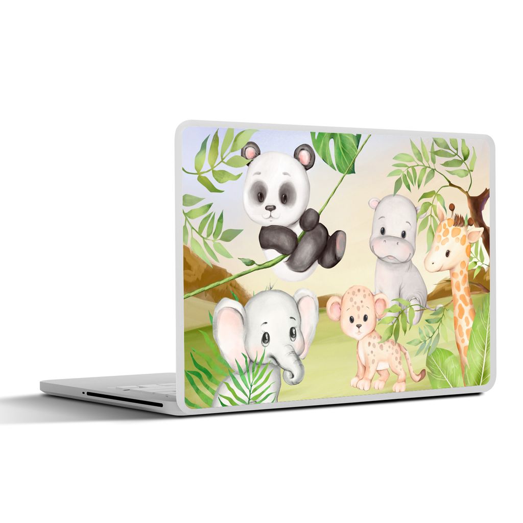 MuchoWow Laptop Aufkleber Sticker Cover Dschungeltiere - Kinder - Panda 36.5x27.5 cm - Laptop-Sticker