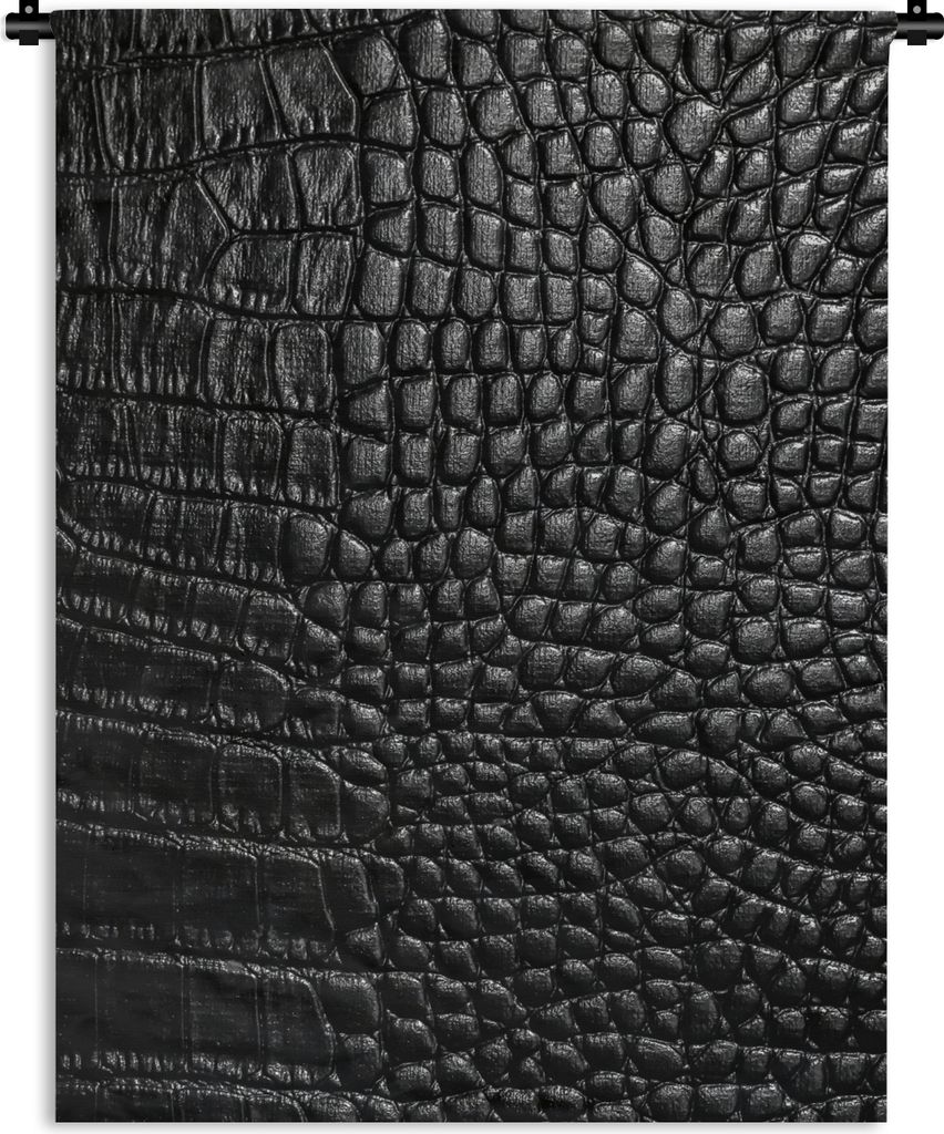 MuchoWow Wandteppich Wandbehang Leder - Textur - Schwarz - Grau 90x120 cm Tapisserie Dekoration Wandtuch - Wanddeko