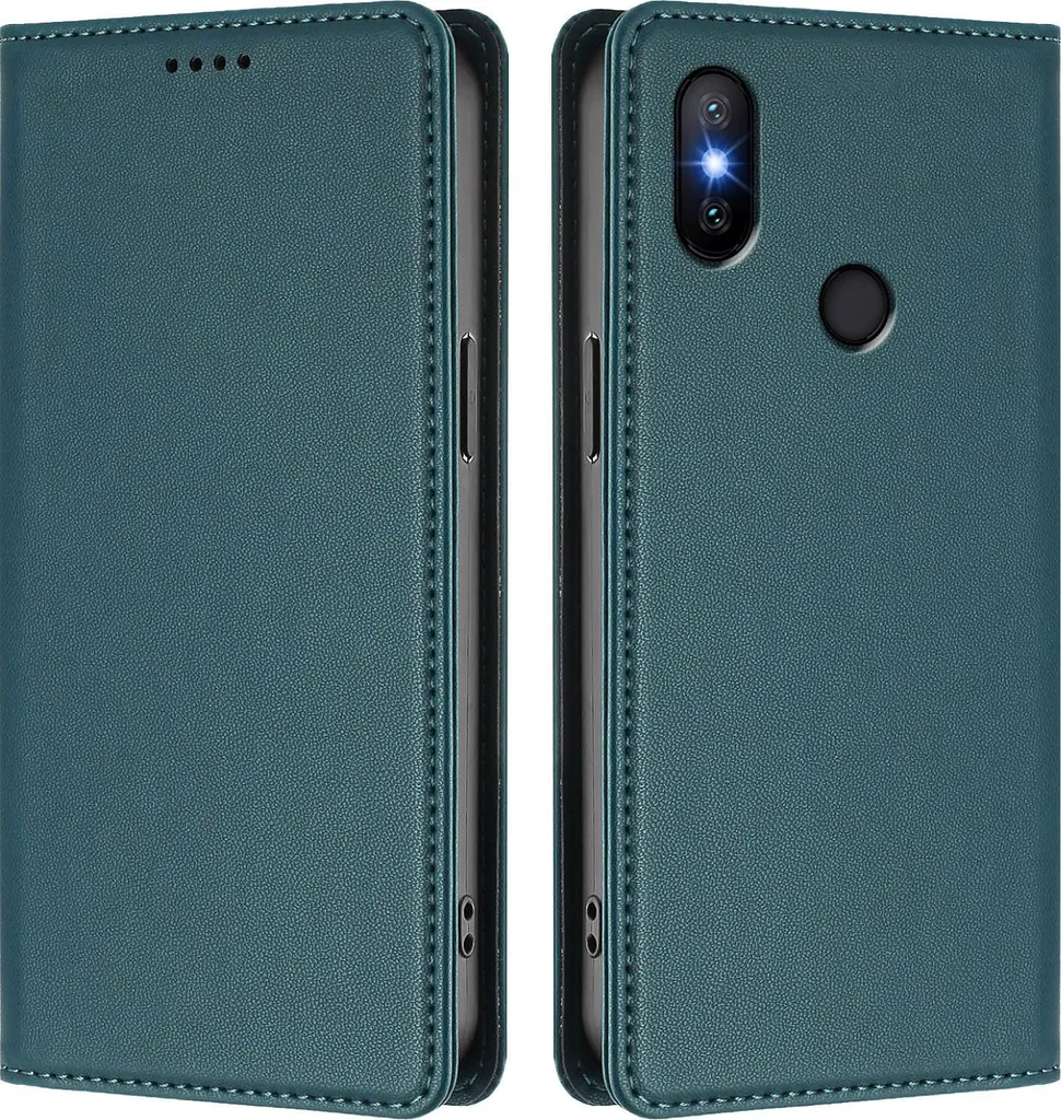 Custodia Xiaomi Mi A2 in Pelle Verde - Cover Magnetica Mi 6X con Supporto