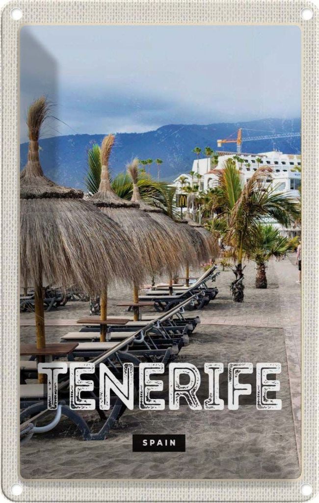 vianmo Blechschild 30x20 cm Tenerife Spain Strand Palmen Bildmotiv Reisemotiv Abenteuer Reisen Urlaub