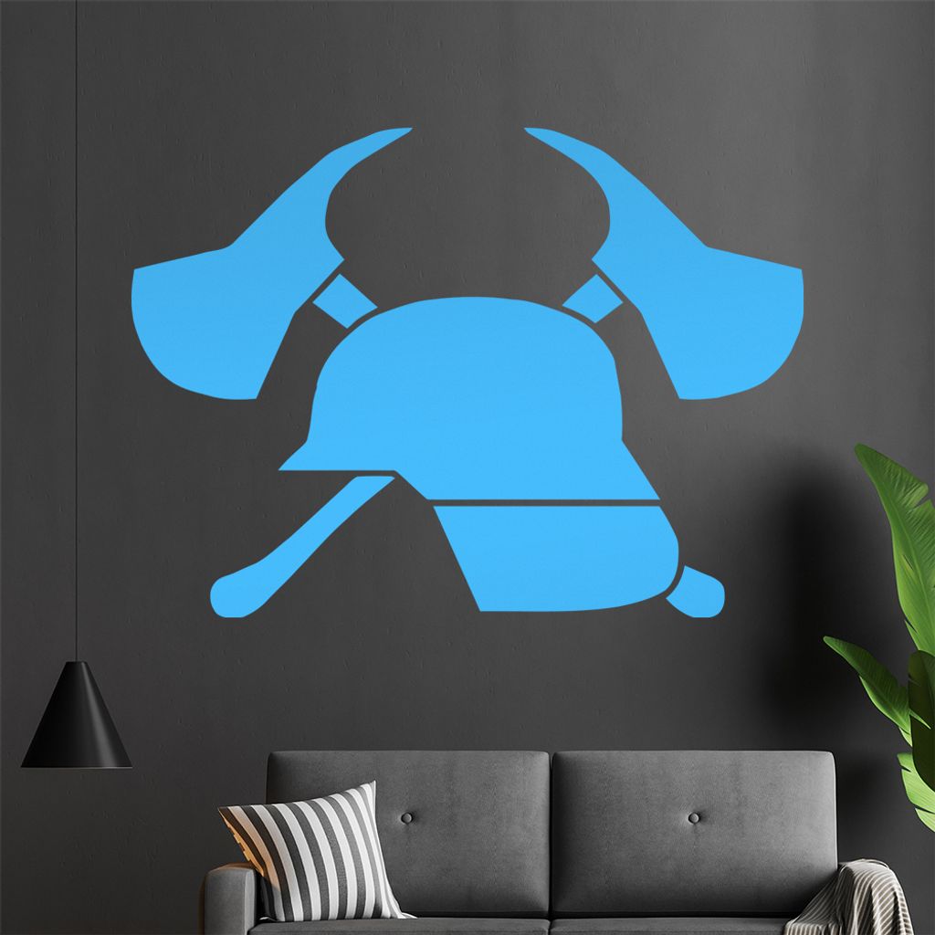 Helm und Äxte Feuerwehr Wandtattoo in 6 Größen - Wandaufkleber Wall Sticker - Dekoration, Küche, Wohnzimmer, Schlafzimmer, Badezimmer