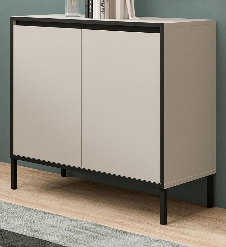 Kommode "Torello" in Kaschmir und Schwarz Sideboard 92 x 83 cm