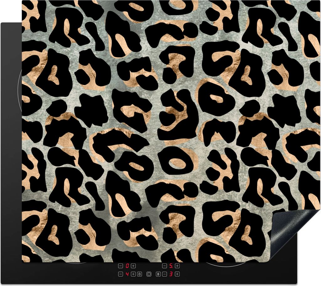 KitchenYeah Herdabdeckplatte Tiermuster - Panther - Luxus , 57x51cm, Küche Deko, Glaskeramikfeld Herdabdeckung, Abdeckplatte fùr Kochfeld