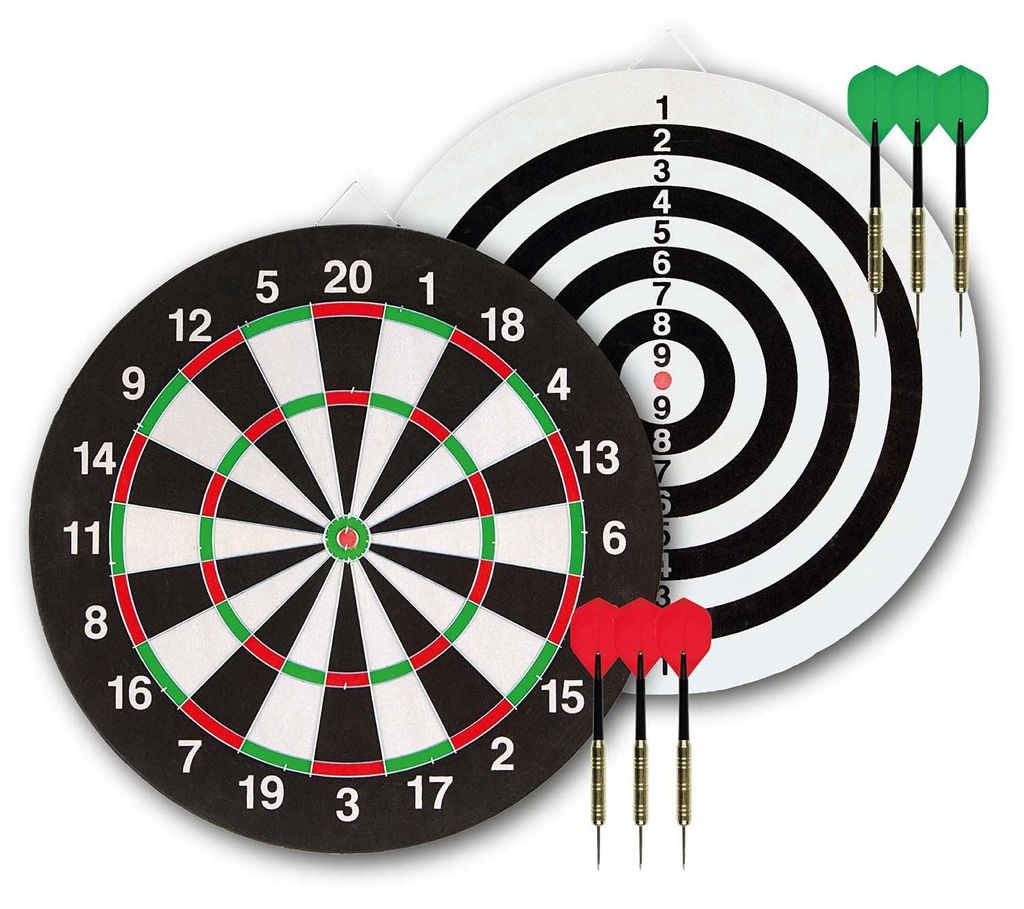 Dartscheiben-Set mit 6 Messing-Darts, doppelseitig, 45 cm Produktbild 