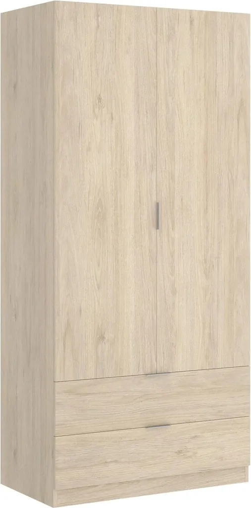 Armoire Anya 81x184 cm Chêne Marron : Double Porte et Portemanteau Robuste