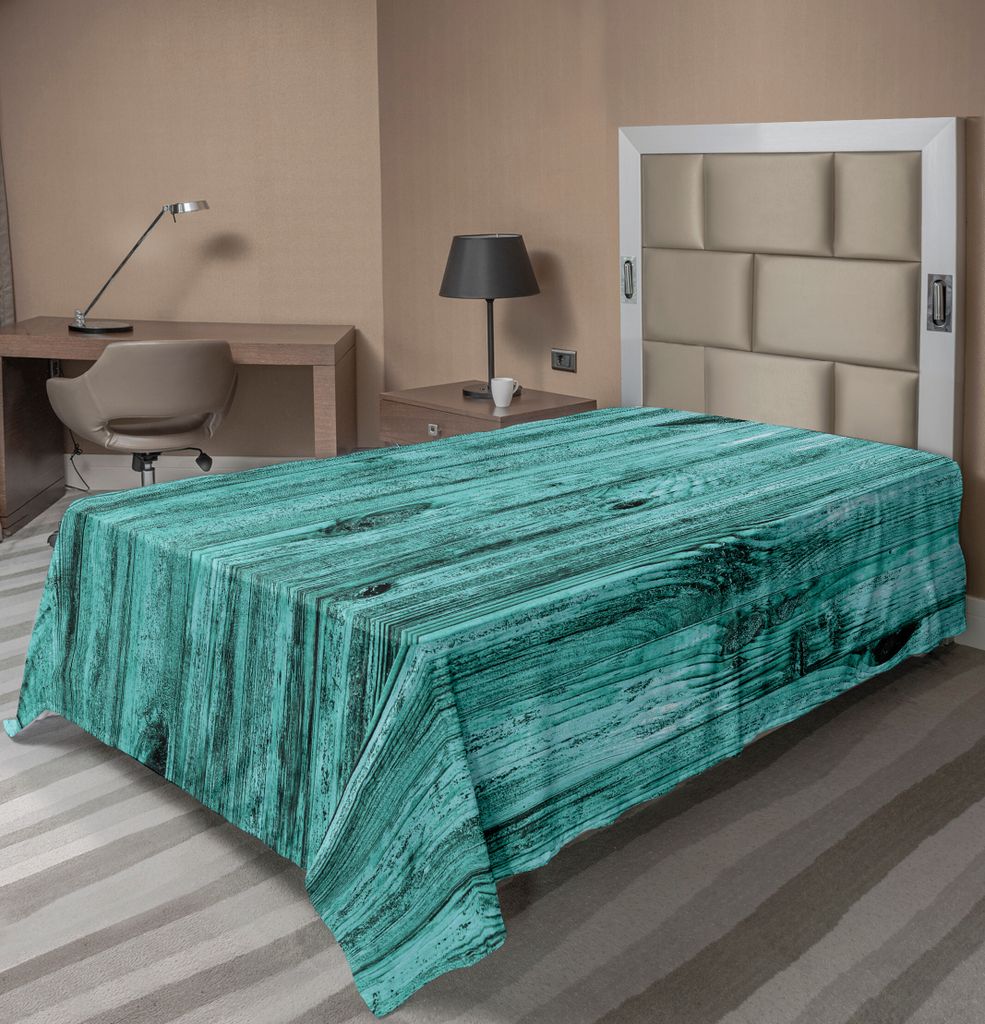ABAKUHAUS Türkis Bettlaken, Wand Des Türkis Beschaffenheits Hintergrund Und Antiken Bauholz Möbel Kunstvollen Druck, weiches bequemes oberes Bet...